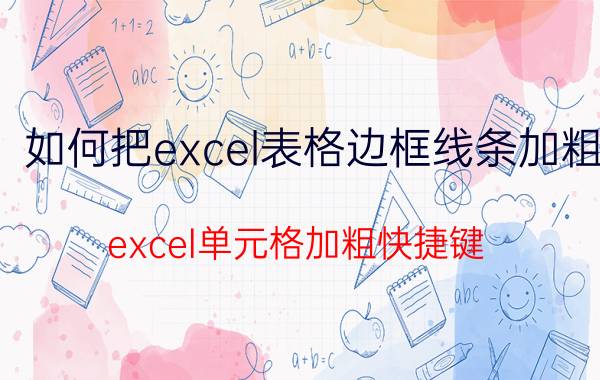 如何把excel表格边框线条加粗 excel单元格加粗快捷键？